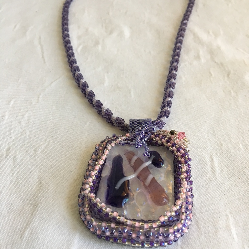 Handmade Woven Bead Glass Necklace
